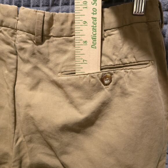 Incotex Slowear Linen Chinolino Pants 33x31 Khaki Flat Front Trousers Comfort - Picture 11 of 16